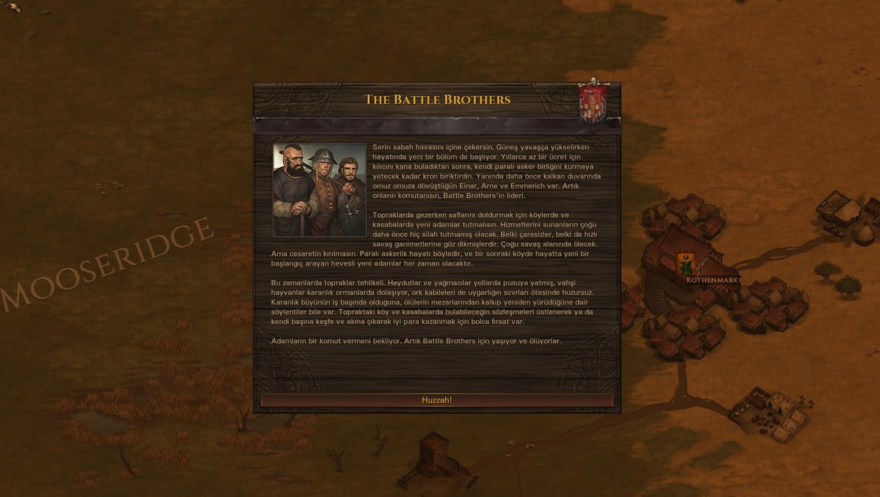 Battle Brothers açılış anlatısı Türkçe: paralı asker bölüğünün kuruluş metni