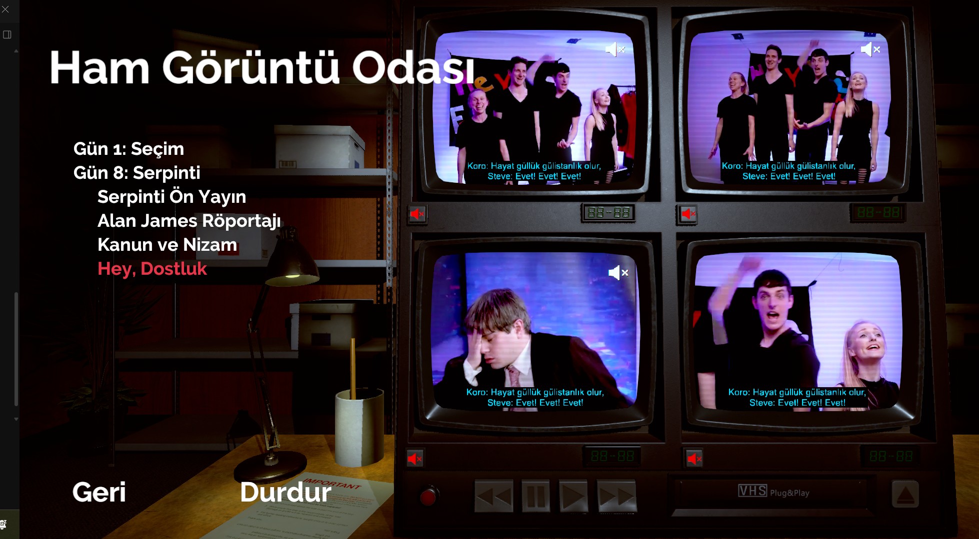 Not For Broadcast Ham Görüntü Odası menüsü Türkçe